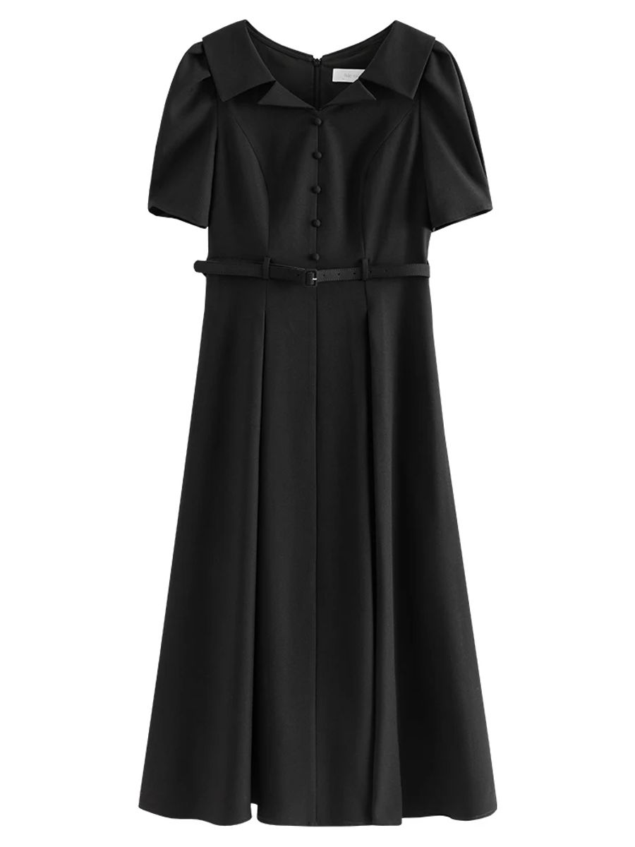 Elegant Origami Lapel A-Line Dress for Formal Occasions Elegant Origami Lapel A-Line Dress for Formal Occasions
