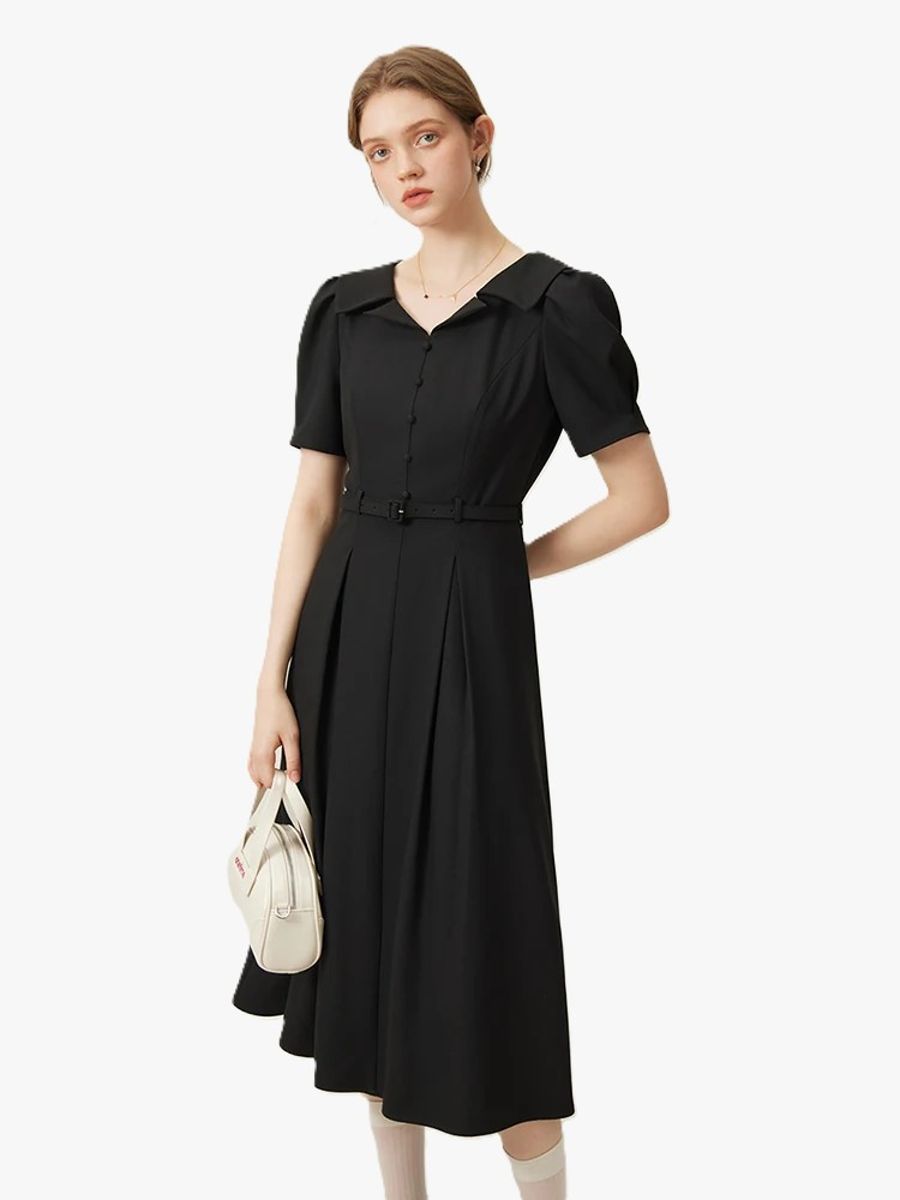 Elegant Origami Lapel A-Line Dress for Formal Occasions Elegant Origami Lapel A-Line Dress for Formal Occasions
