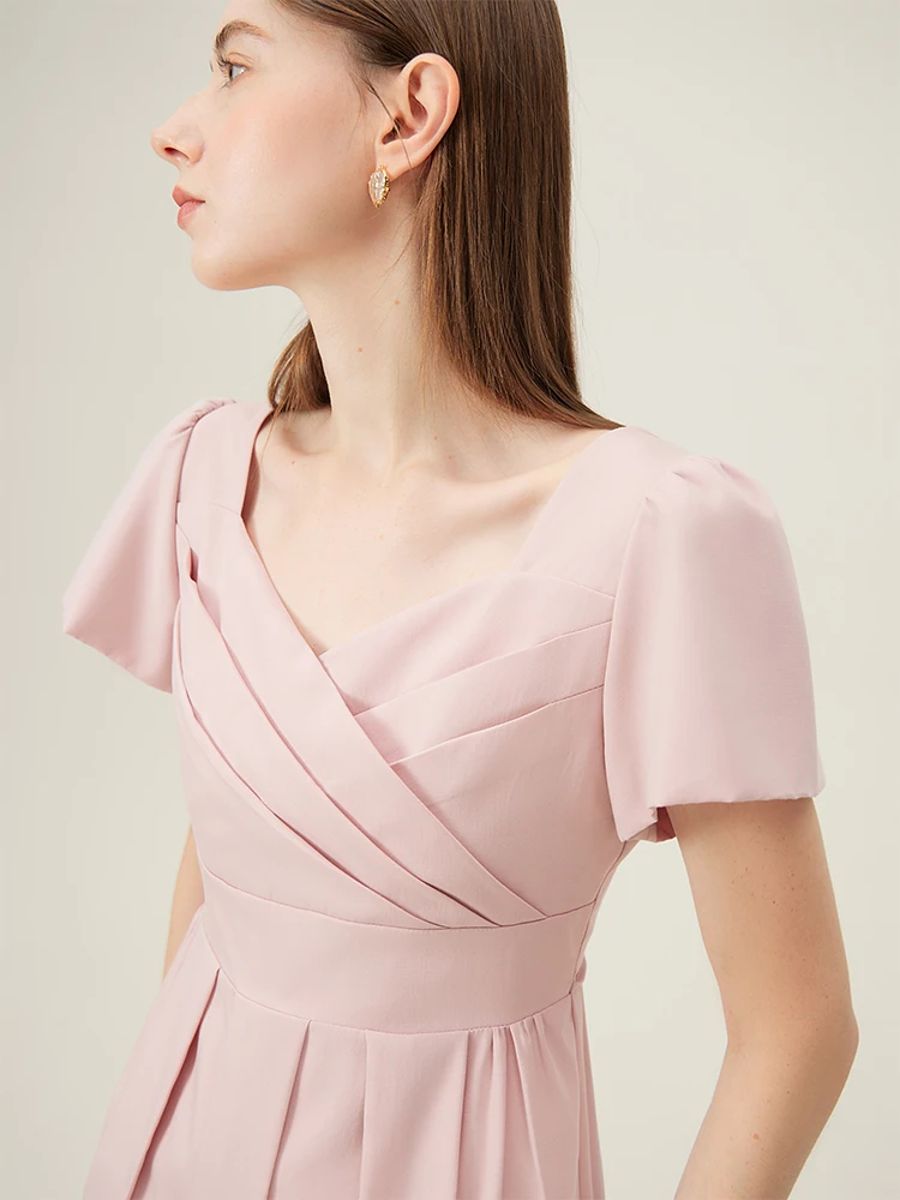 Elegant White A-Line Dress for Women Summer Office Style