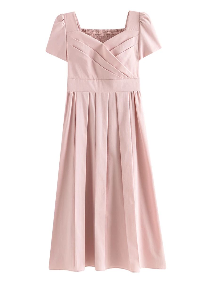 Elegant White A-Line Dress for Women Summer Office Style