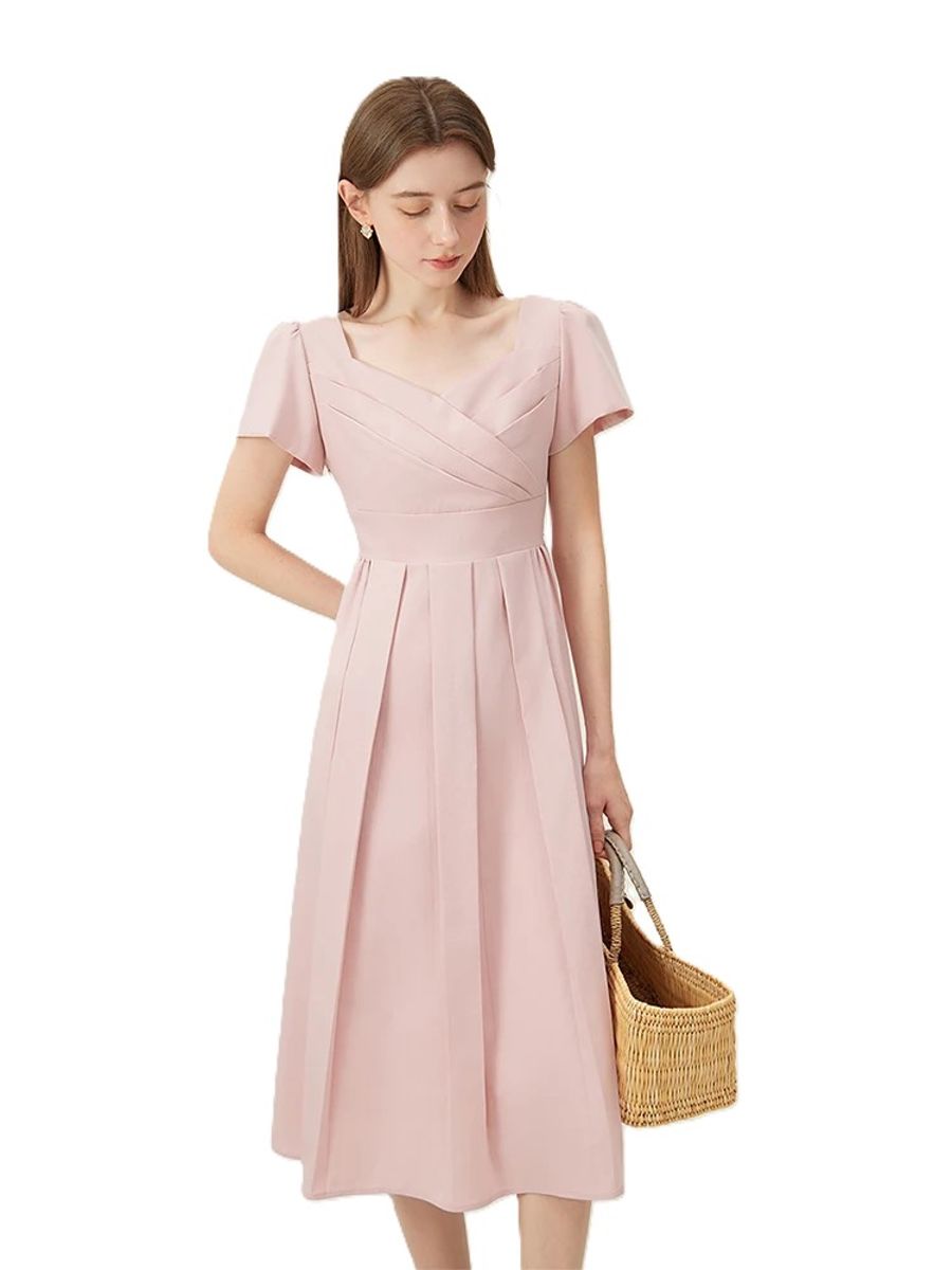 Elegant White A-Line Dress for Women Summer Office Style