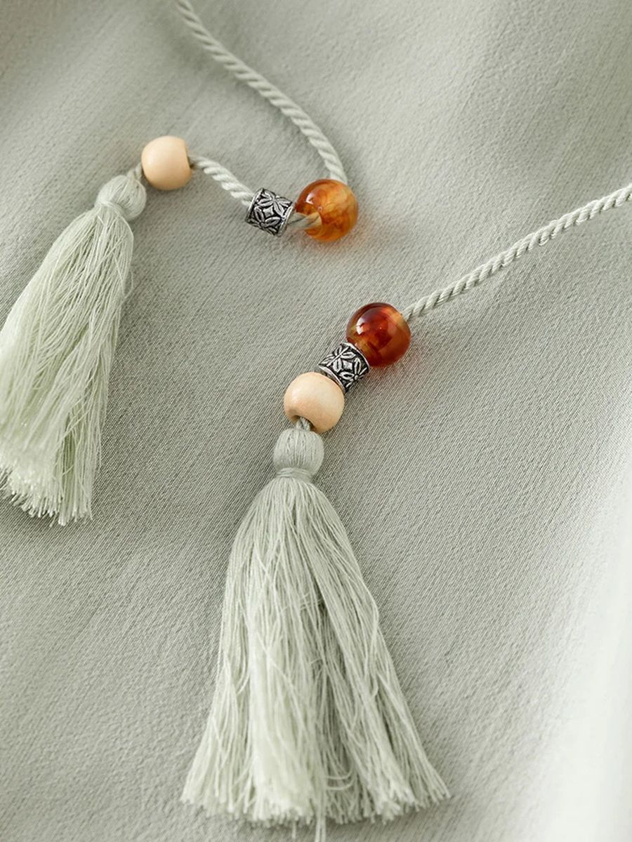Elegant Round Neck Drawstring Long Dress for Women Summer