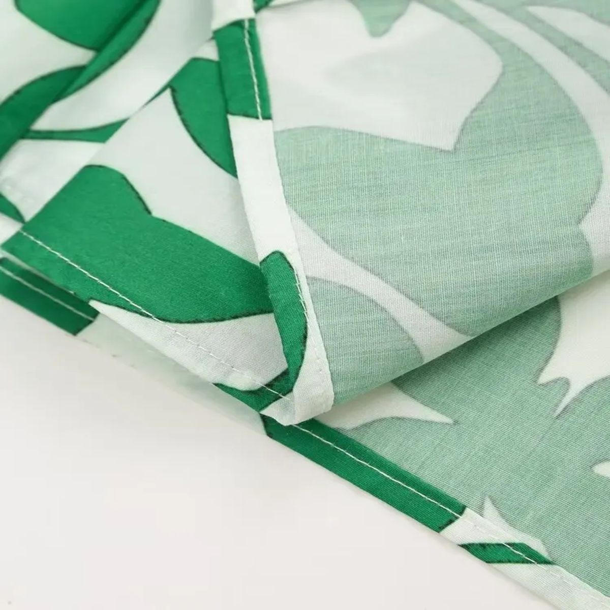 Green Printed V-Neck Midi Dress with Belted Waist