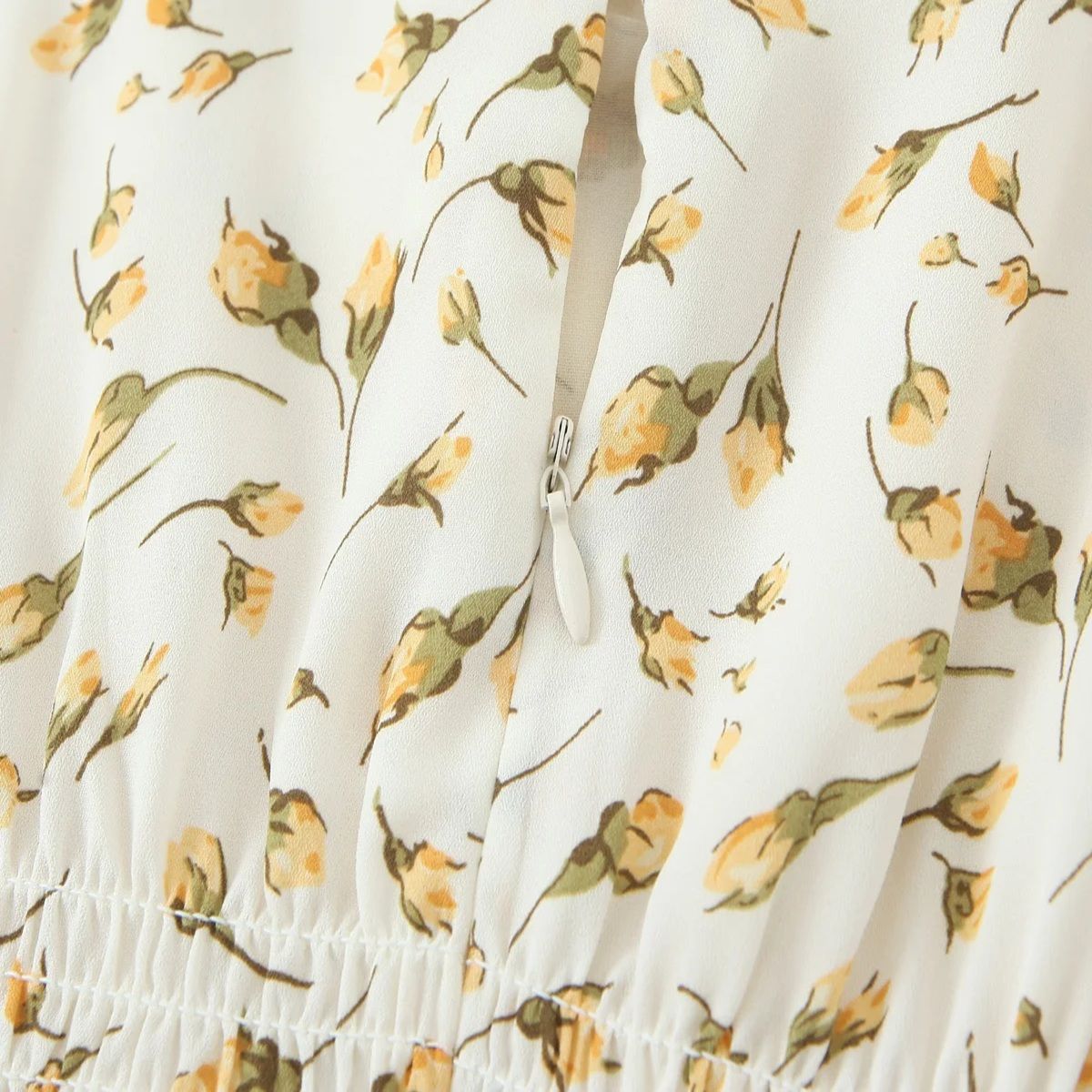 Floral Print A-Line Midi Dress with Square Neck and Waist