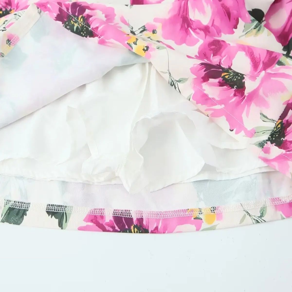 Vintage Boho Floral Mini Skirt with Asymmetrical Hemline