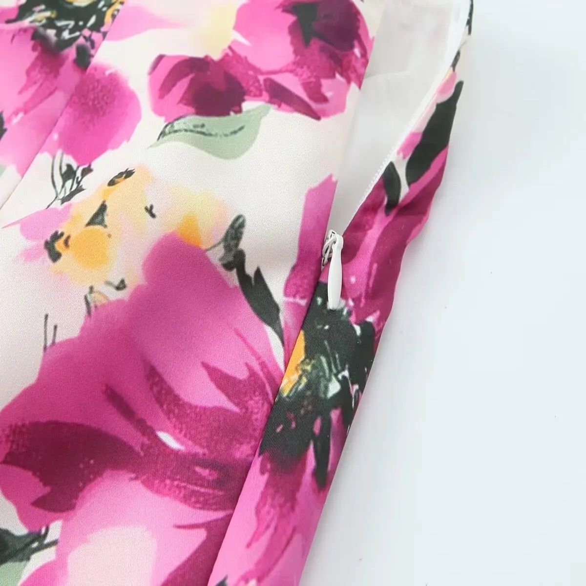 Vintage Boho Floral Mini Skirt with Asymmetrical Hemline