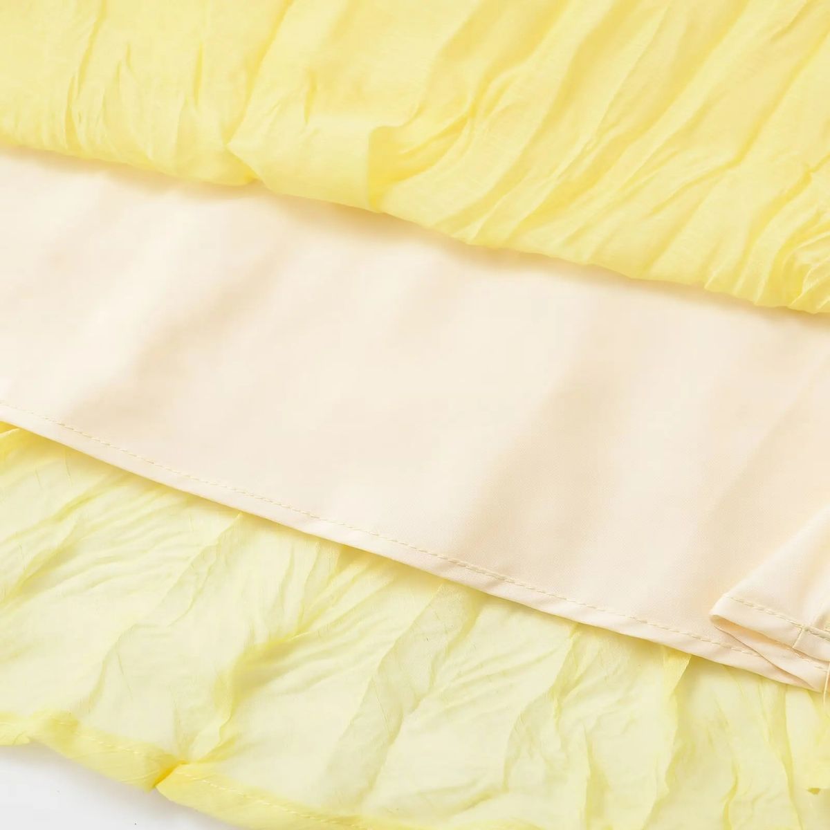 Women's Crinkle Effect Yellow Maxi Skirt with Asymmetrical Hem