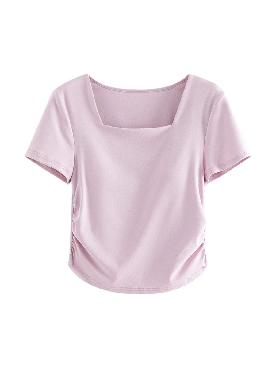 Women's Square Collar Short-Sleeve Elegant Summer T-Shirt