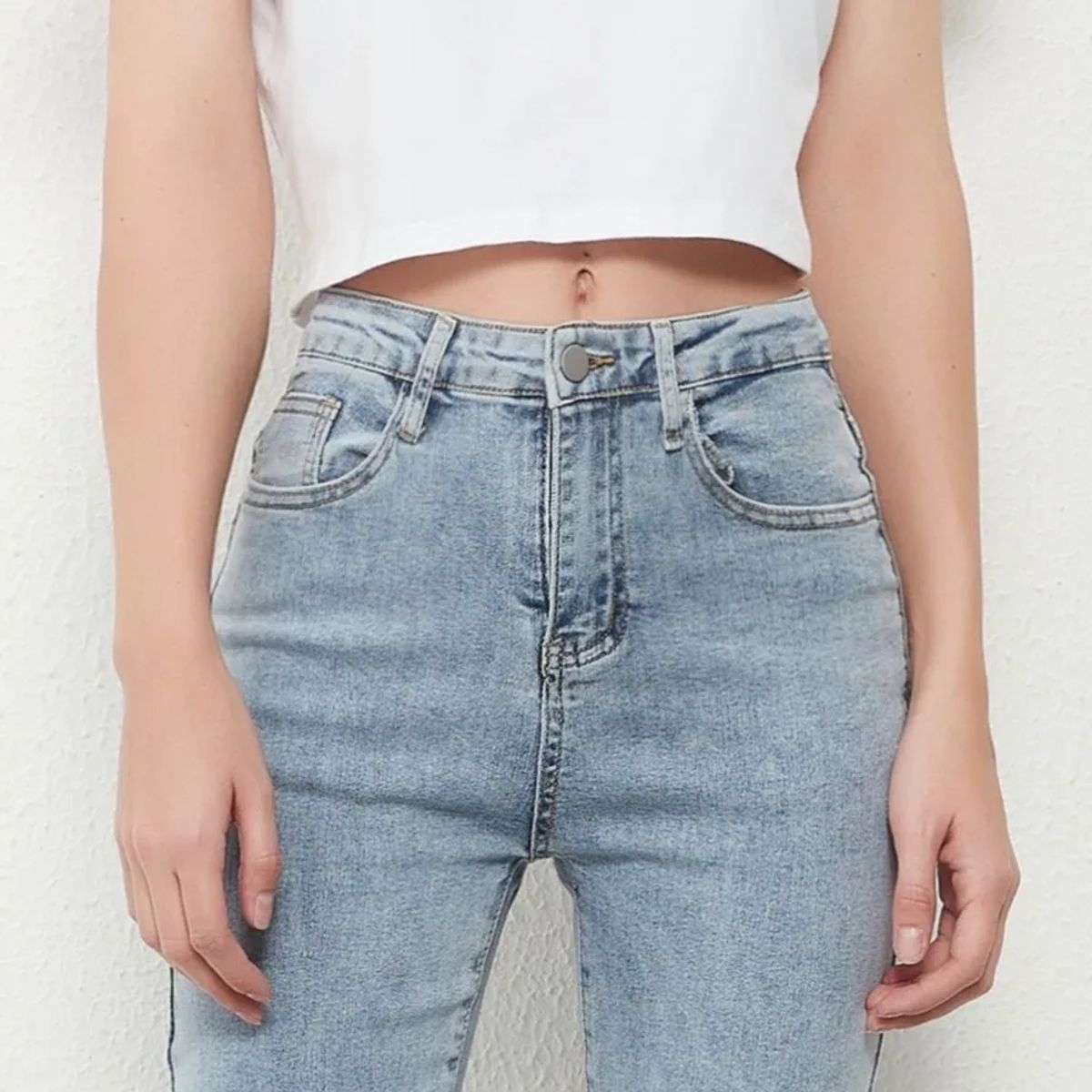 Elastic Straight Pencil Jeans for Women Vintage Mid Waist Denim