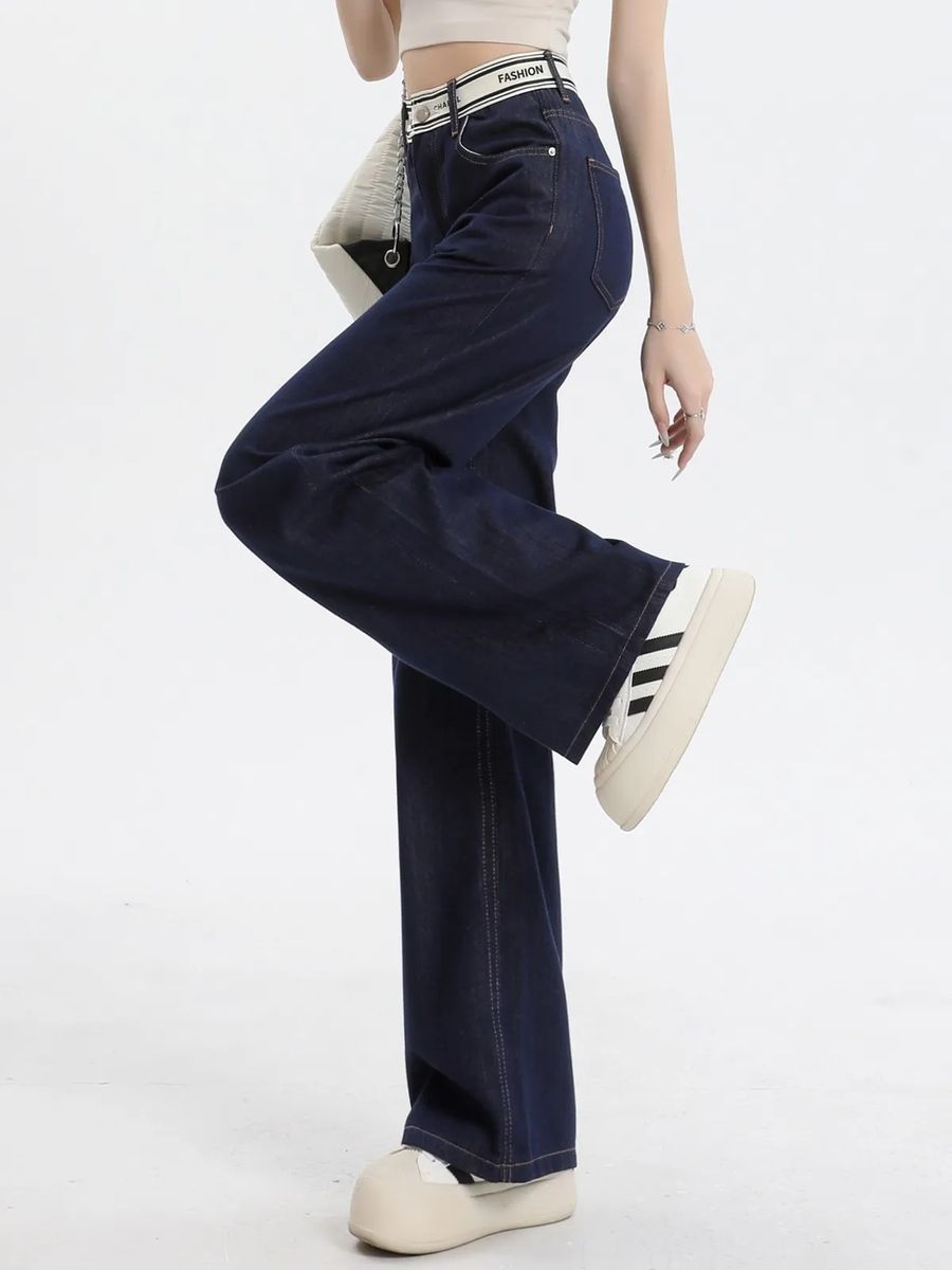 High Waist Wide Leg Straight Jeans for Women Soft Vintage Denim