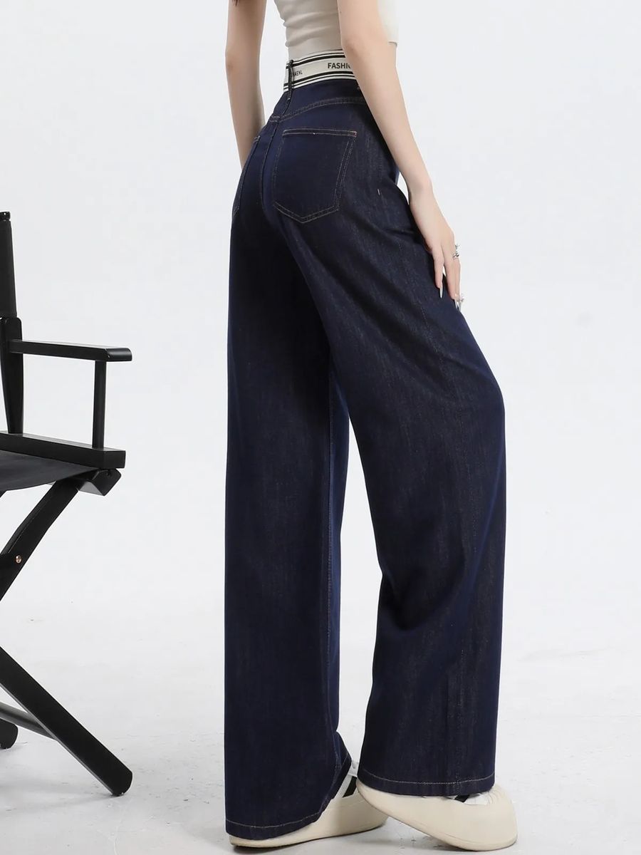 High Waist Wide Leg Straight Jeans for Women Soft Vintage Denim
