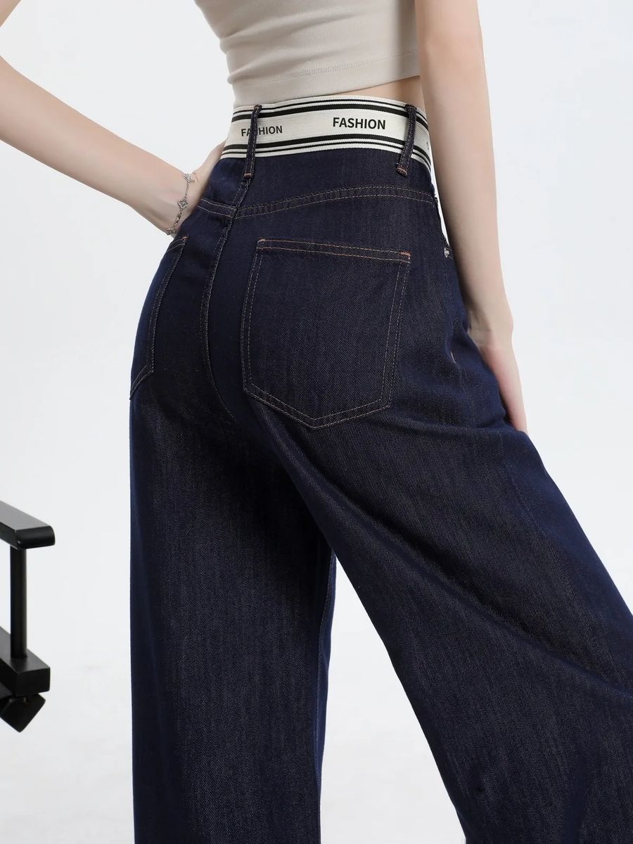 High Waist Wide Leg Straight Jeans for Women Soft Vintage Denim