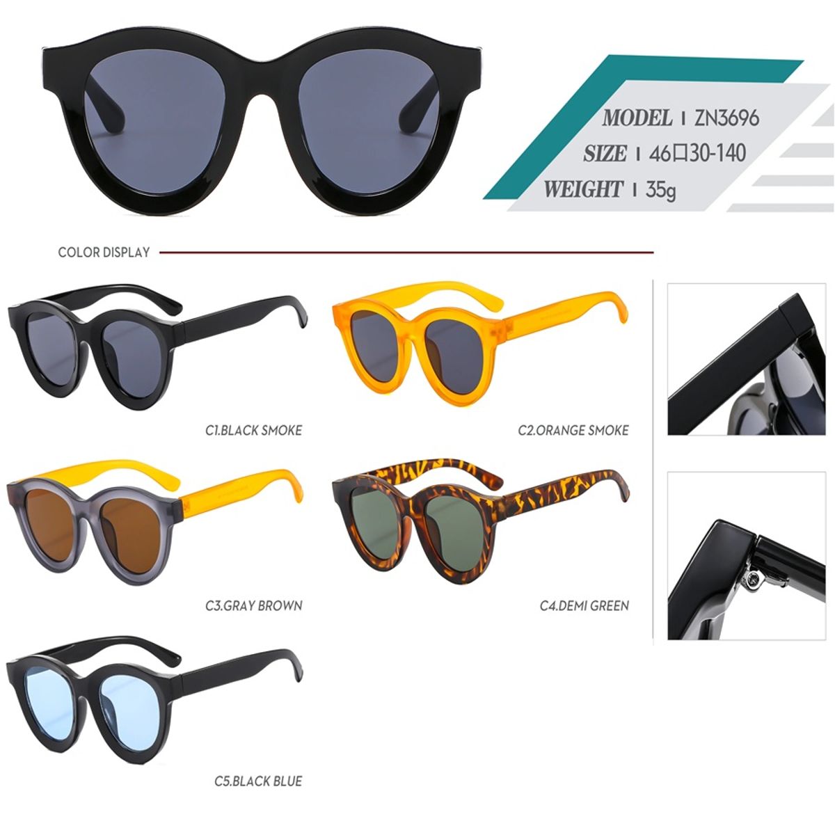 Trendy Vintage Oval Sunglasses with Leopard Frame and UV400 Lenses Sorvino - Women's Round Sunglasses 4
