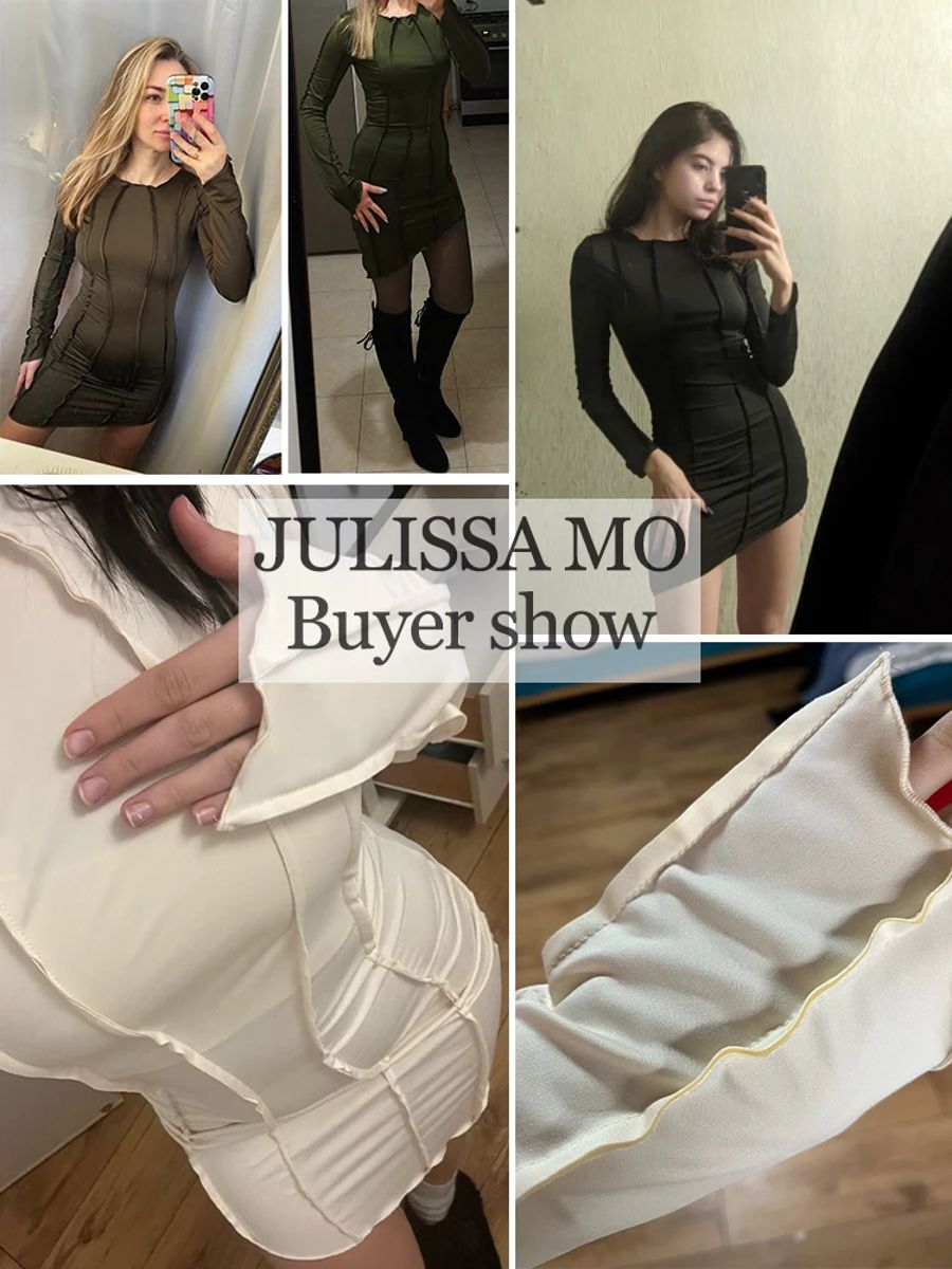 Chic Patchwork O-Neck Long Sleeve Mini Party Dress