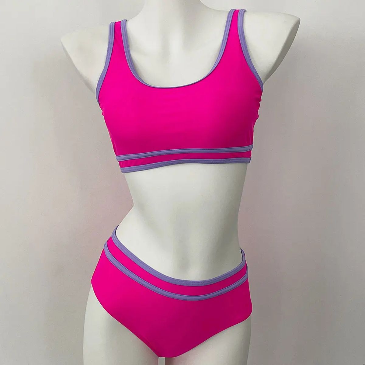 Stylish Patchwork Bikini Set with High Waist Sporty Fit