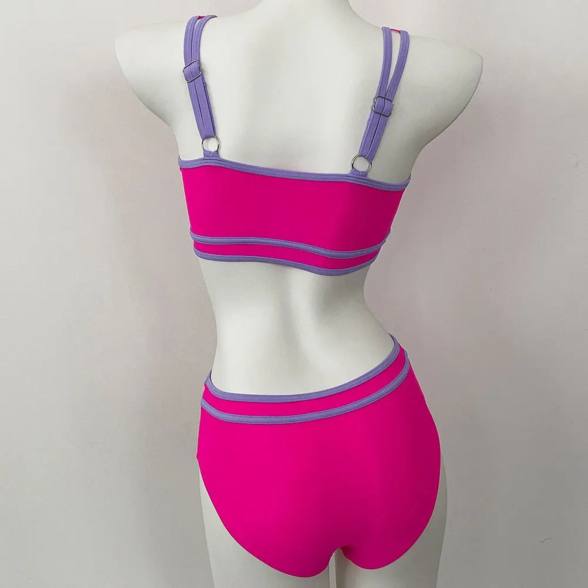 Stylish Patchwork Bikini Set with High Waist Sporty Fit