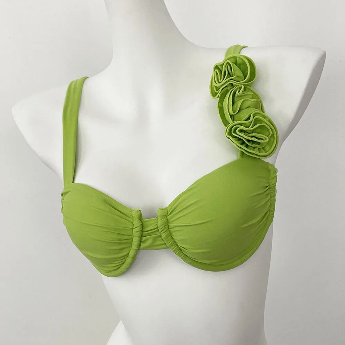 Bold Thong Bikini Set with 3D Floral Embellishments Bold Thong Bikini Set with 3D Floral Embellishments