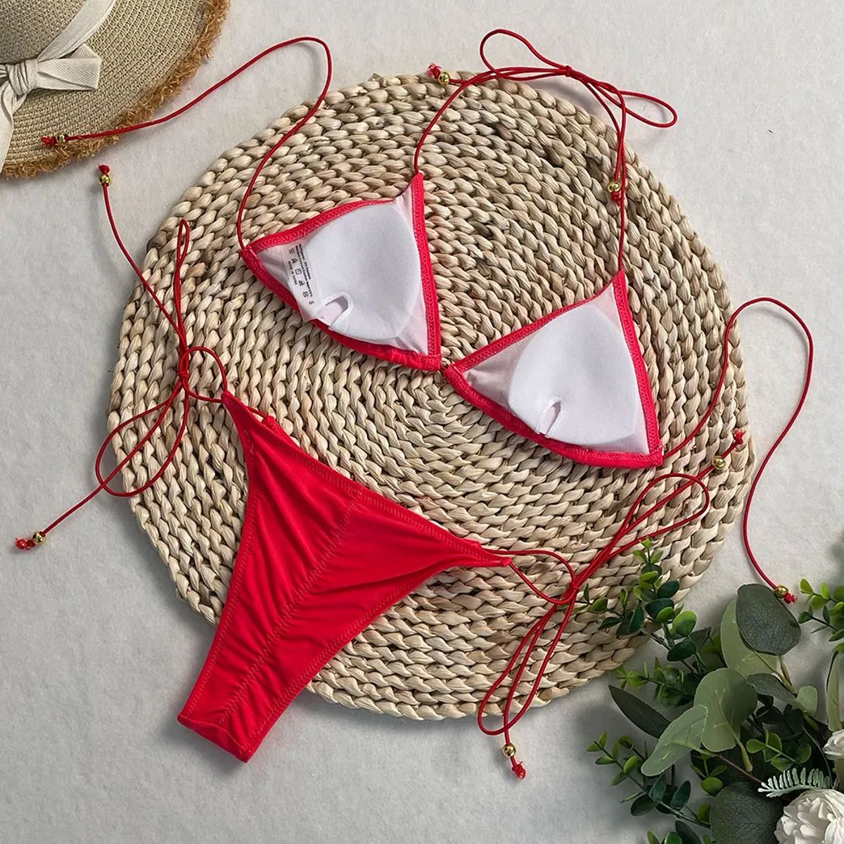 Lace-Up Halter Bikini Set with Adjustable Rope Detailing