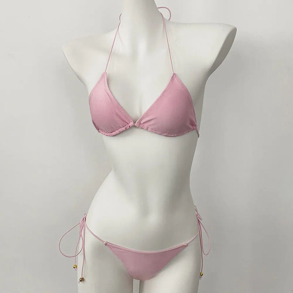 Lace-Up Halter Bikini Set with Adjustable Rope Detailing