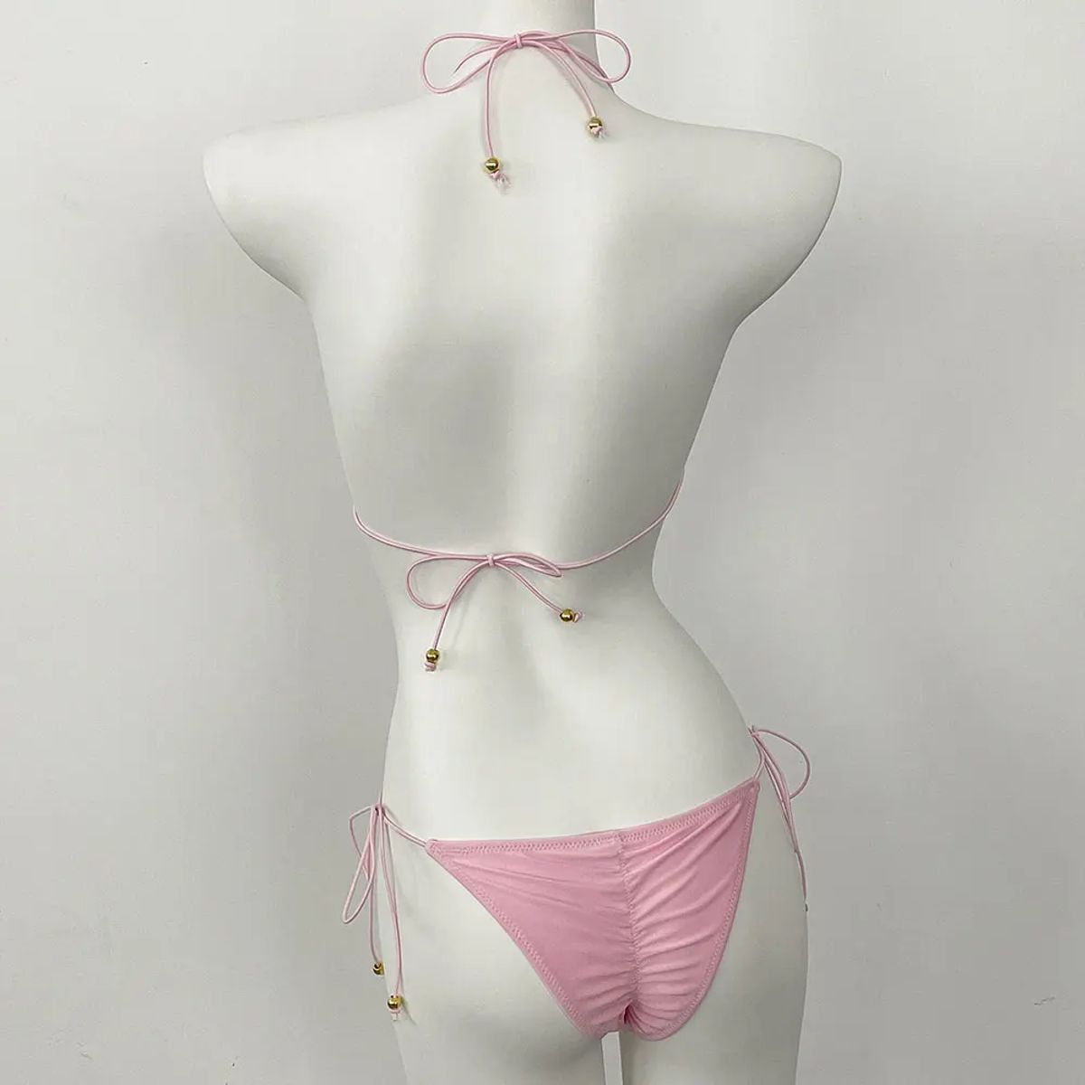 Lace-Up Halter Bikini Set with Adjustable Rope Detailing