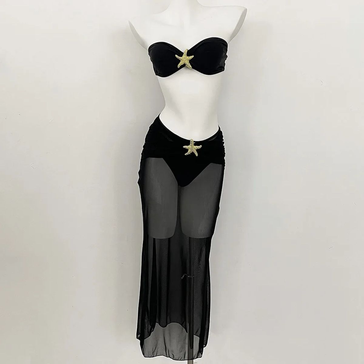 Strapless Bikini Set with Sheer Skirt Cover-Up Included
