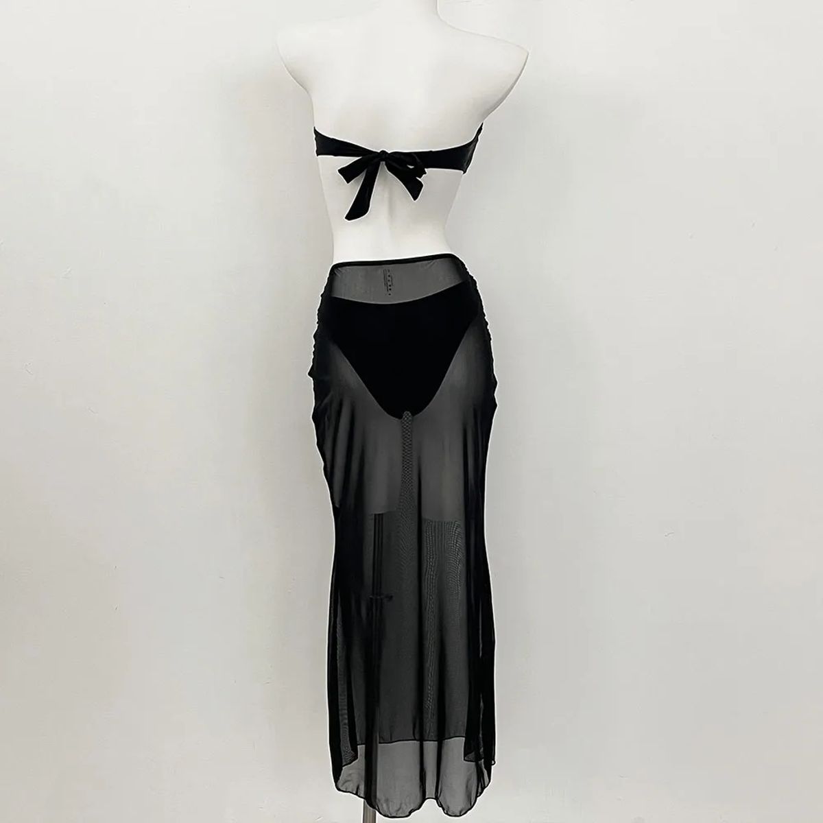 Strapless Bikini Set with Sheer Skirt Cover-Up Included