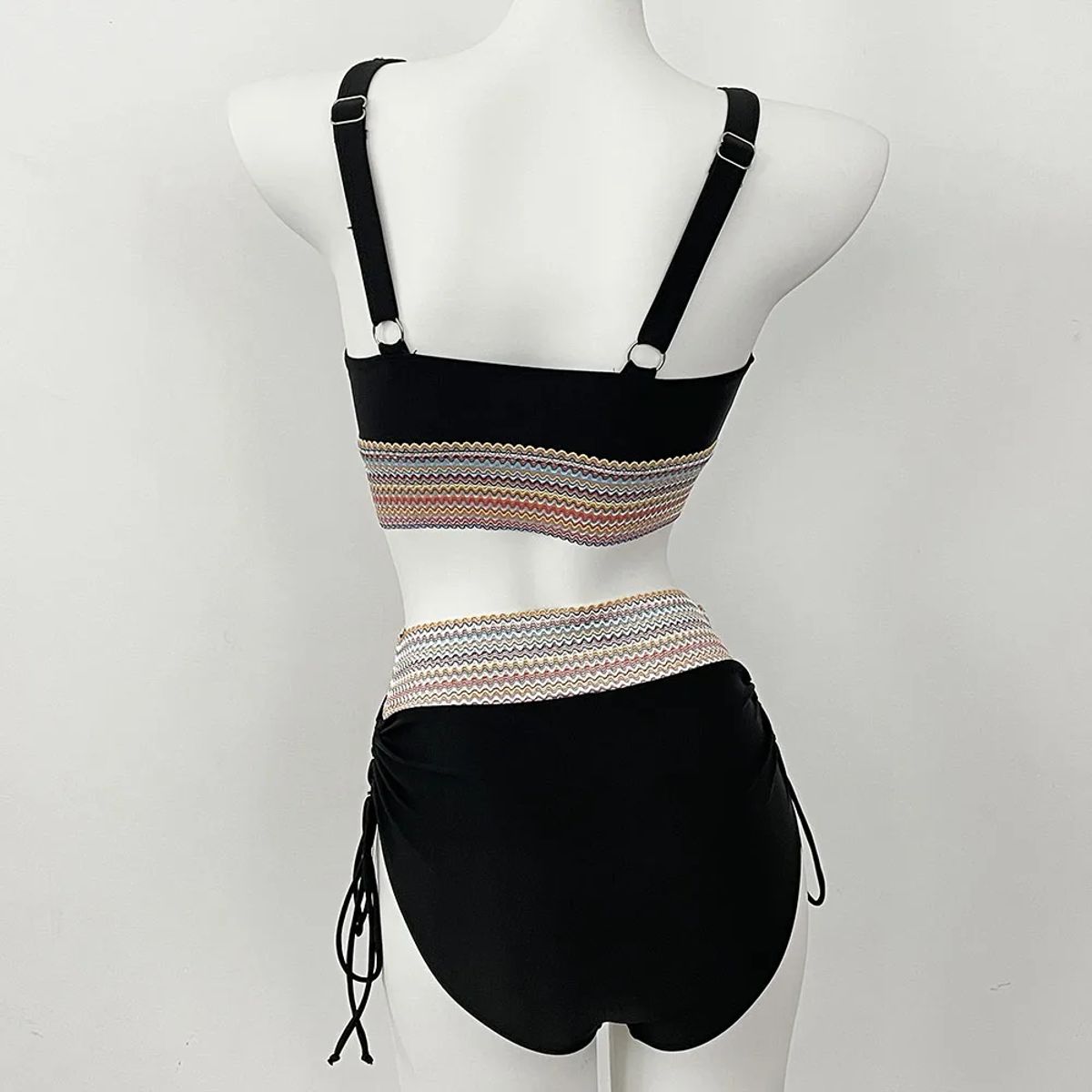 High Waist Bikini Set with Brazilian Bottoms and String Neck