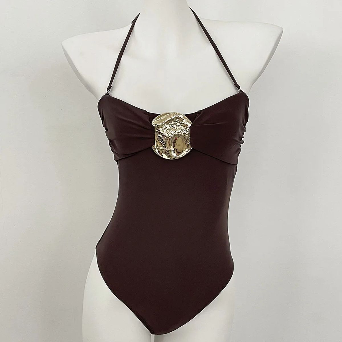 High Waist One-Piece Swimsuit with Brazilian Bottom Cut
