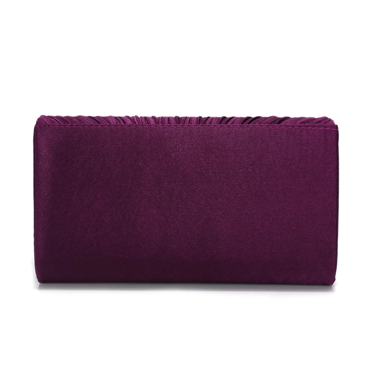 Ruched Satin Envelope Clutch with Chain for Evening Events
