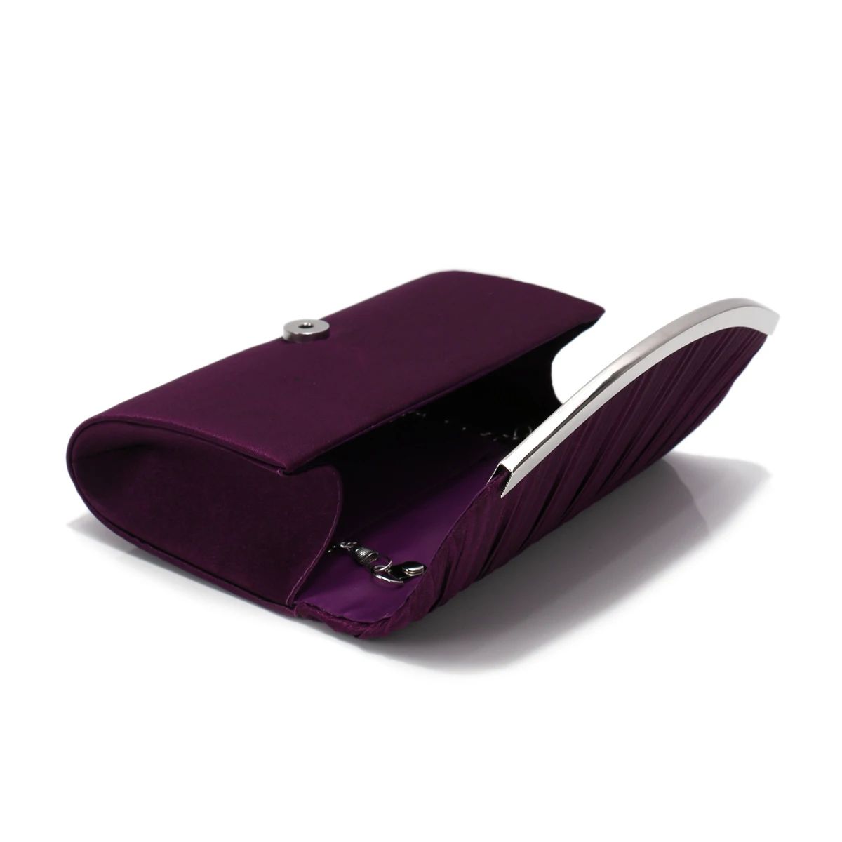 Ruched Satin Envelope Clutch with Chain for Evening Events