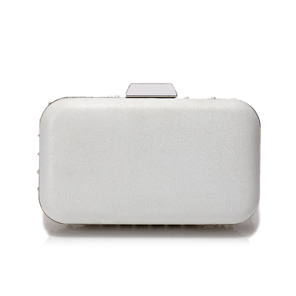 Vintage Pearl Beaded Clutch with Rhinestones and Chain Strap Sekusa - Women's Clutch Bags 4