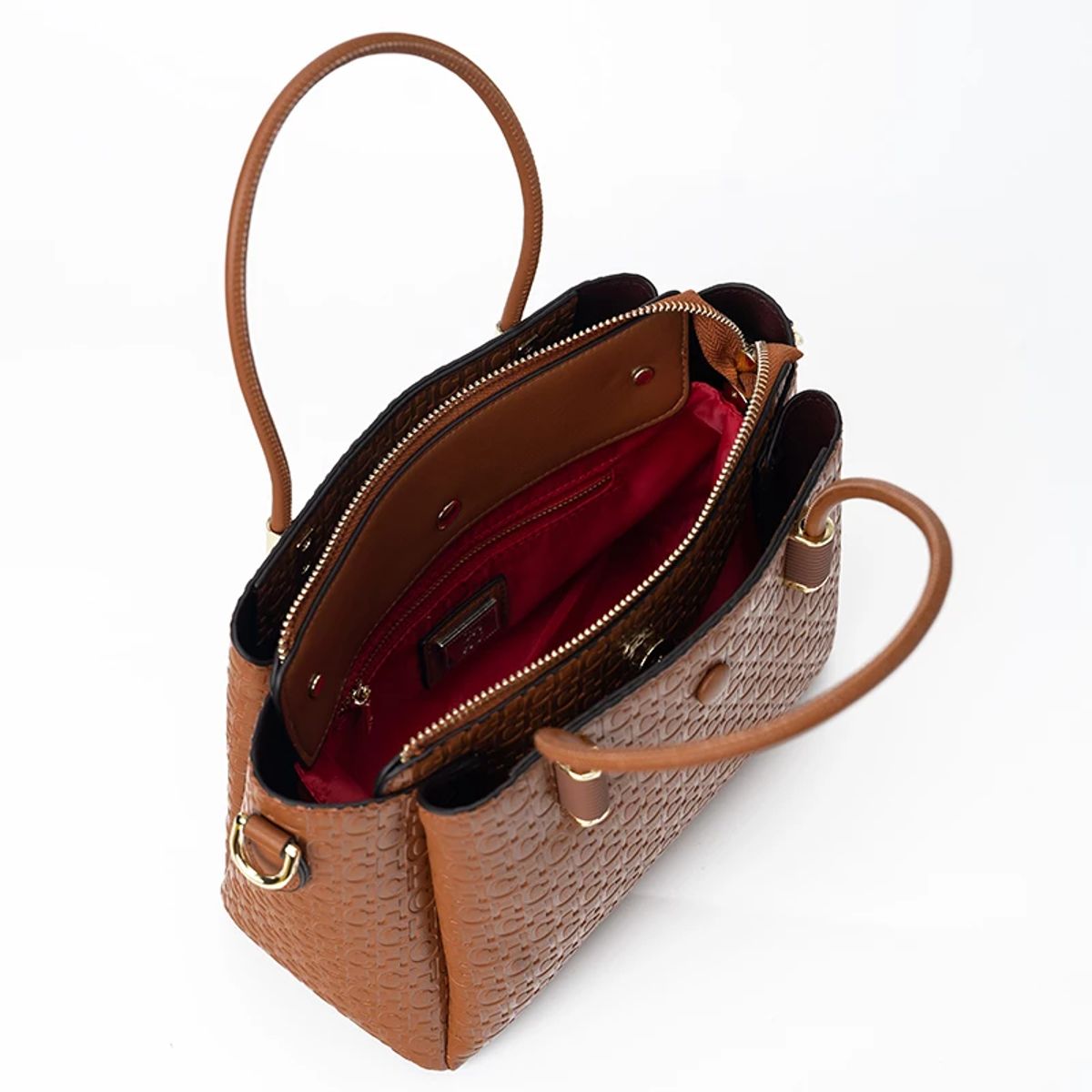 Monogram Fashion Tote Bag with Metal Detail and Capacity