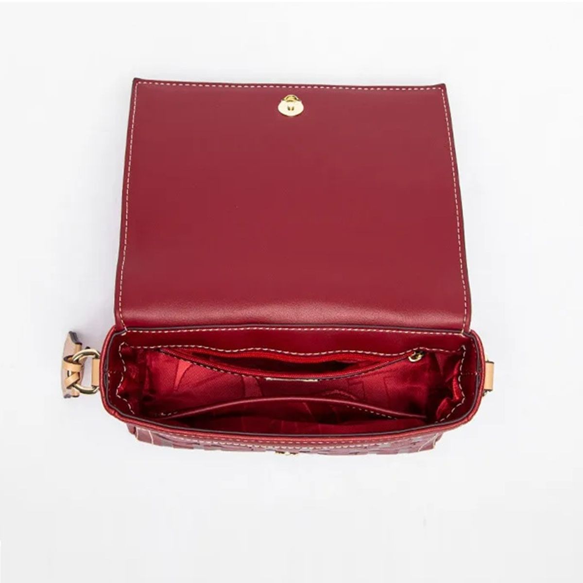 Monogram Print Women's Shoulder Bag with Metal Buckle Accent