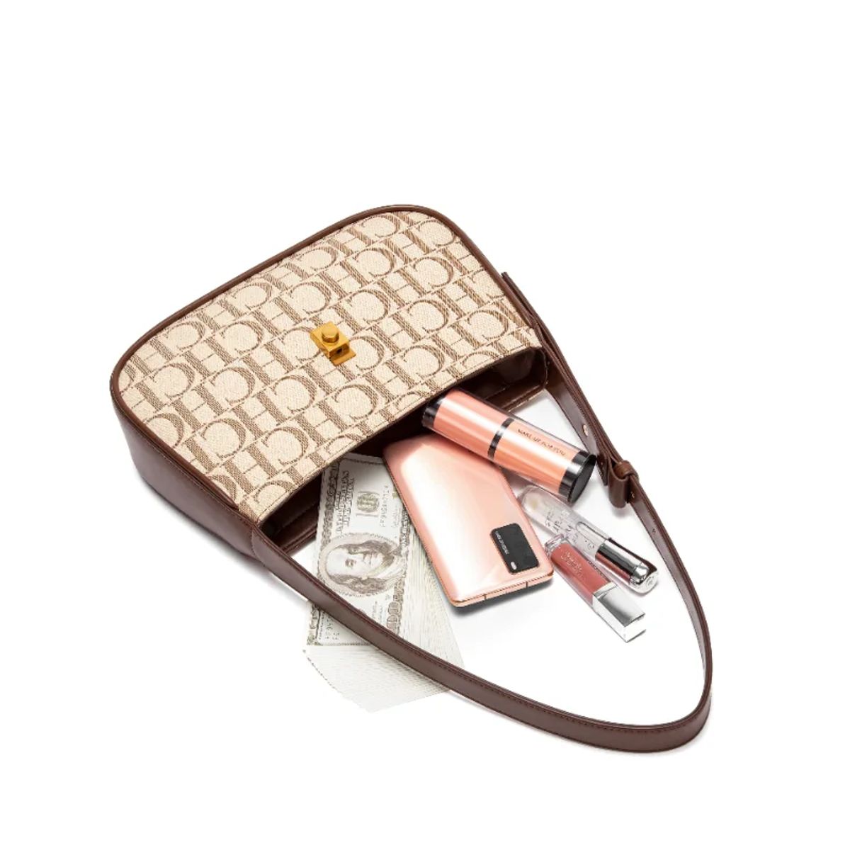 Chic Women's Dumpling Shoulder Bag with Letter Print Design