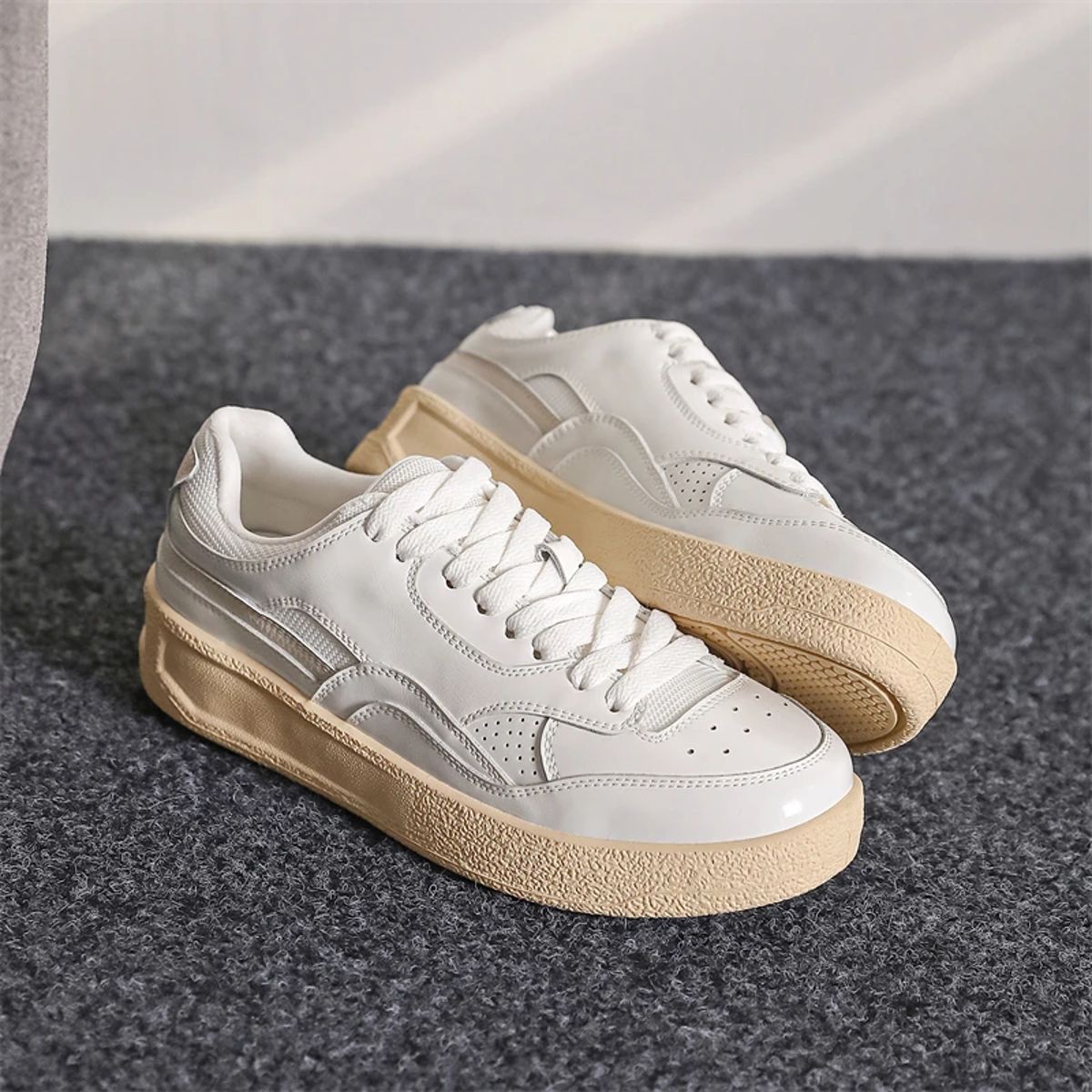 Retro Platform Leather Sneakers for Women’s Casual Spring Look Aiyuqi - Women's Low Top Sneakers 1
