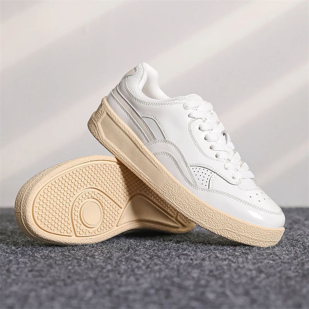 Retro Platform Leather Sneakers for Women’s Casual Spring Look Aiyuqi - Women's Low Top Sneakers 2