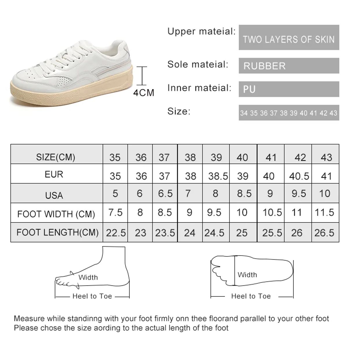 Retro Platform Leather Sneakers for Women’s Casual Spring Look Aiyuqi - Women's Low Top Sneakers 4