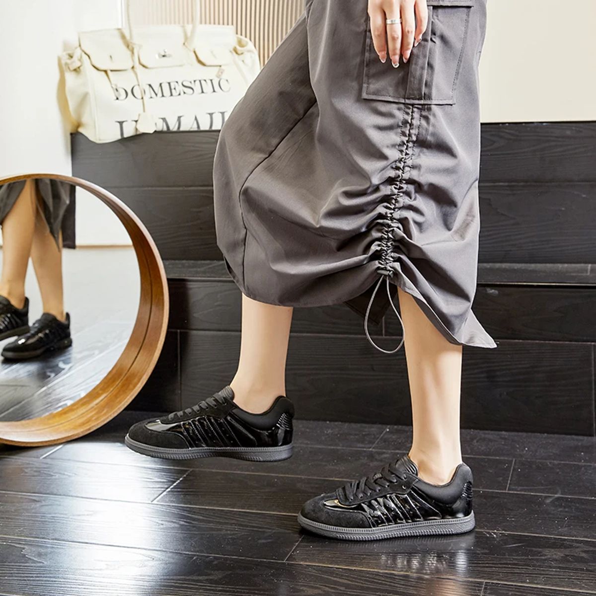 Flat Real Leather Casual Sneakers for Women with Skateboard Style Aiyuqi - Women's Low Top Sneakers 3