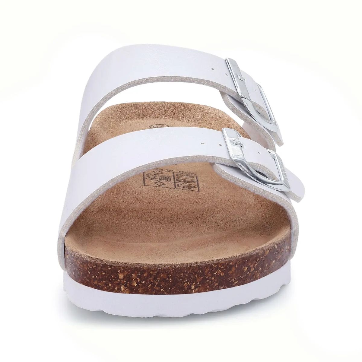Women's Leather Cork Sandals with Double Buckle Comfort Fit Shevalues - Women's Flat Sandals 3
