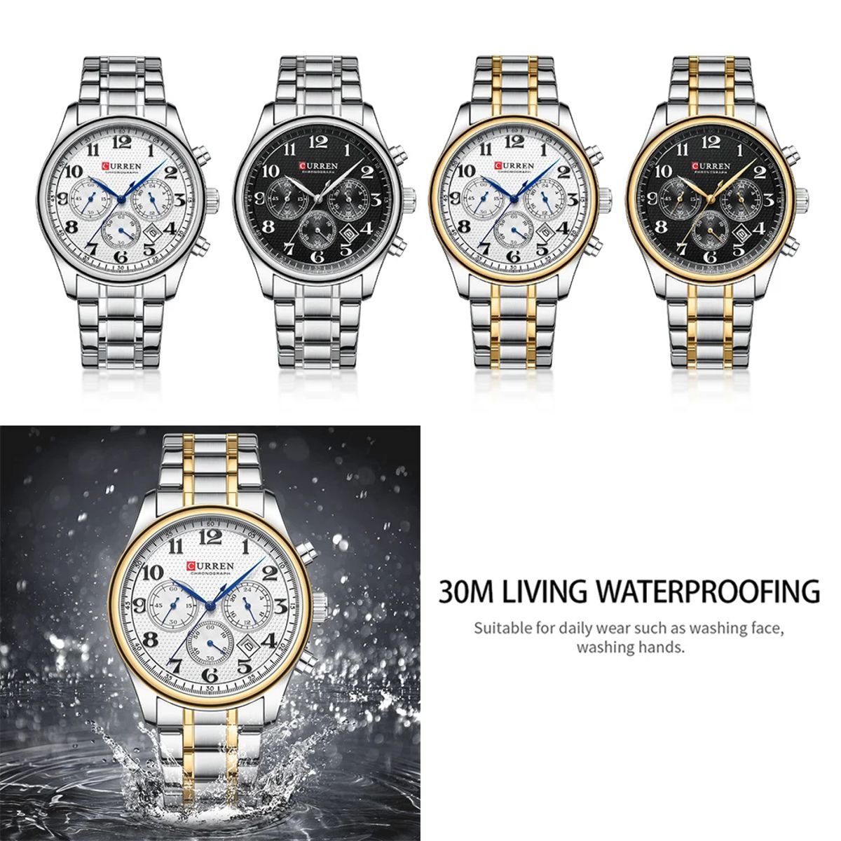 Stylish Chronograph Men's Watch with Stainless Steel Strap