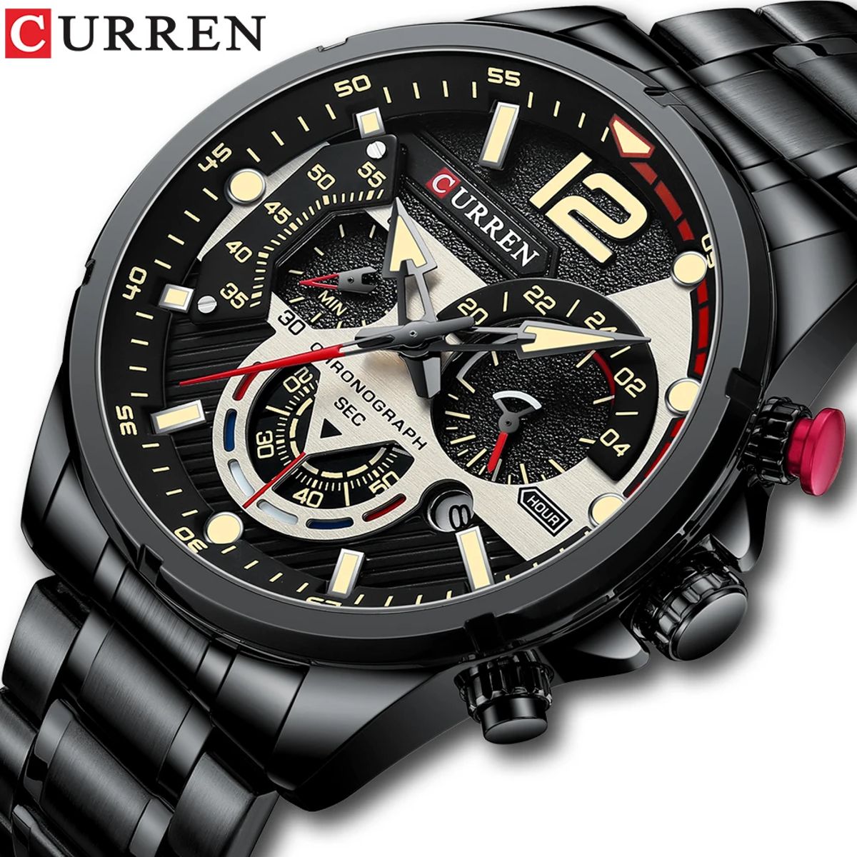 Stylish Chronograph Quartz Watch for Men with Luminous Dial