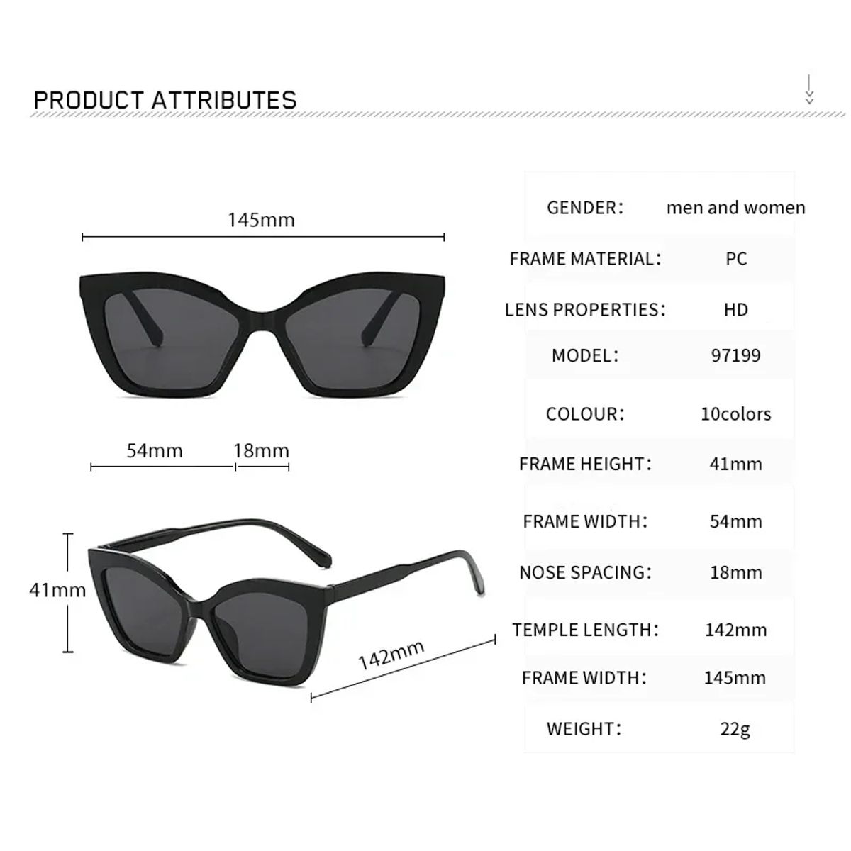 Elegant Cat Eye Rectangle Sunglasses for Women with UV400 Protection Ruisimo - Women's Cat Eye Sunglasses 2