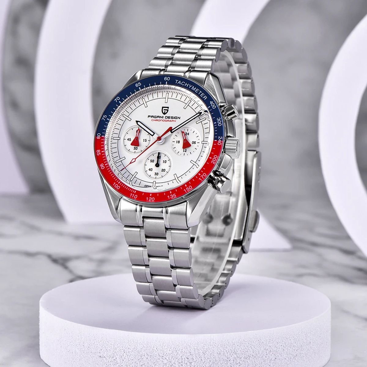Luxury Chronograph Quartz Watch with Sapphire Glass and Date
