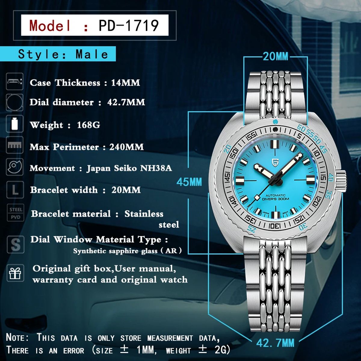 Luxury Automatic Diver Watch with Sapphire Glass and Calendar