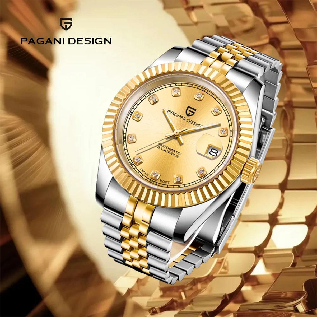 Luxury Mechanical Men's Watch with Sapphire Glass and 10Bar Waterproof