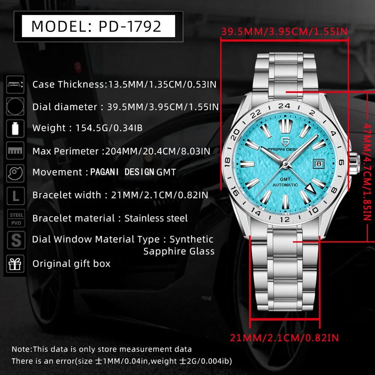 Luxury Automatic Mechanical Watch with Sapphire Glass and Calendar