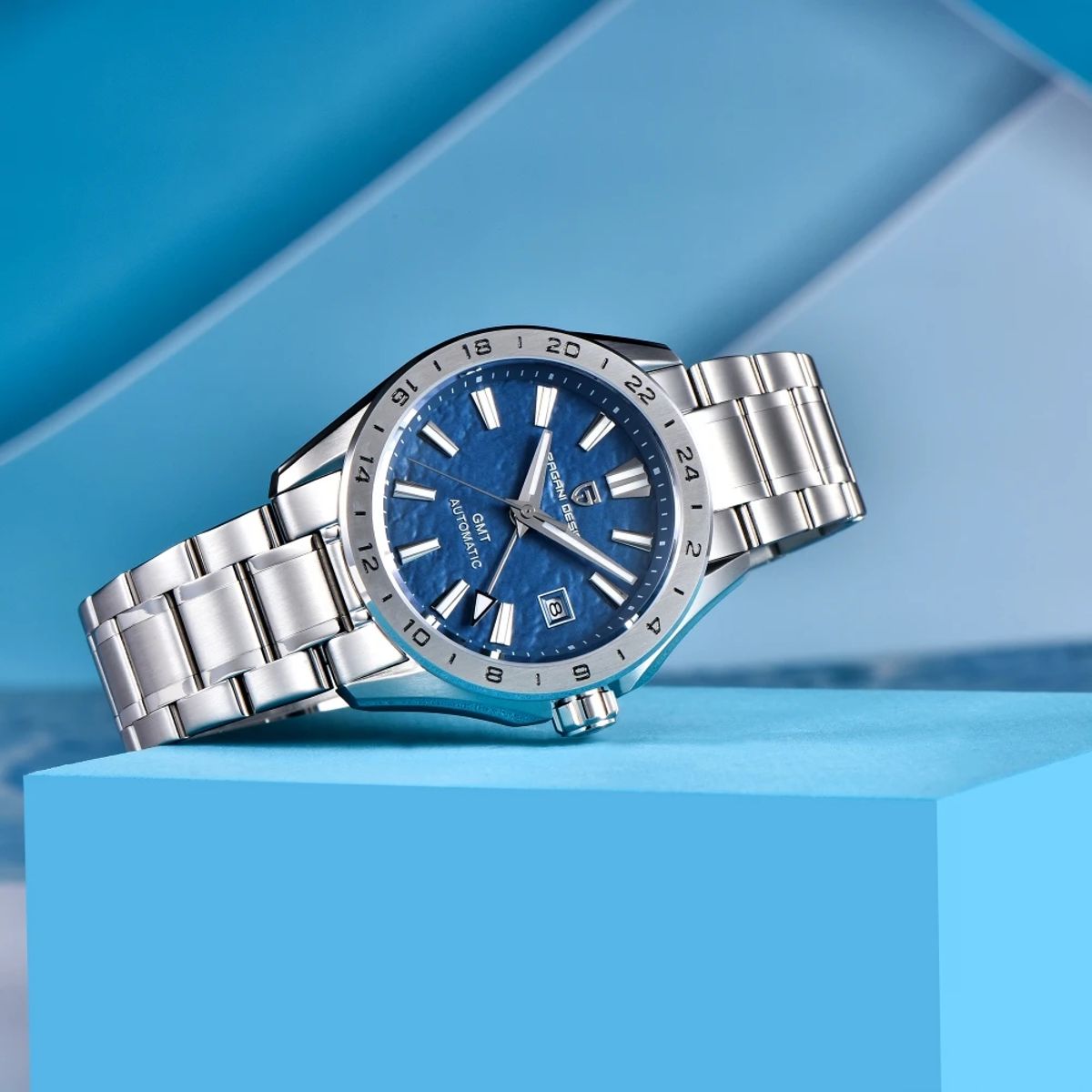 Luxury Desert Texture GMT Watch for Men with Sapphire