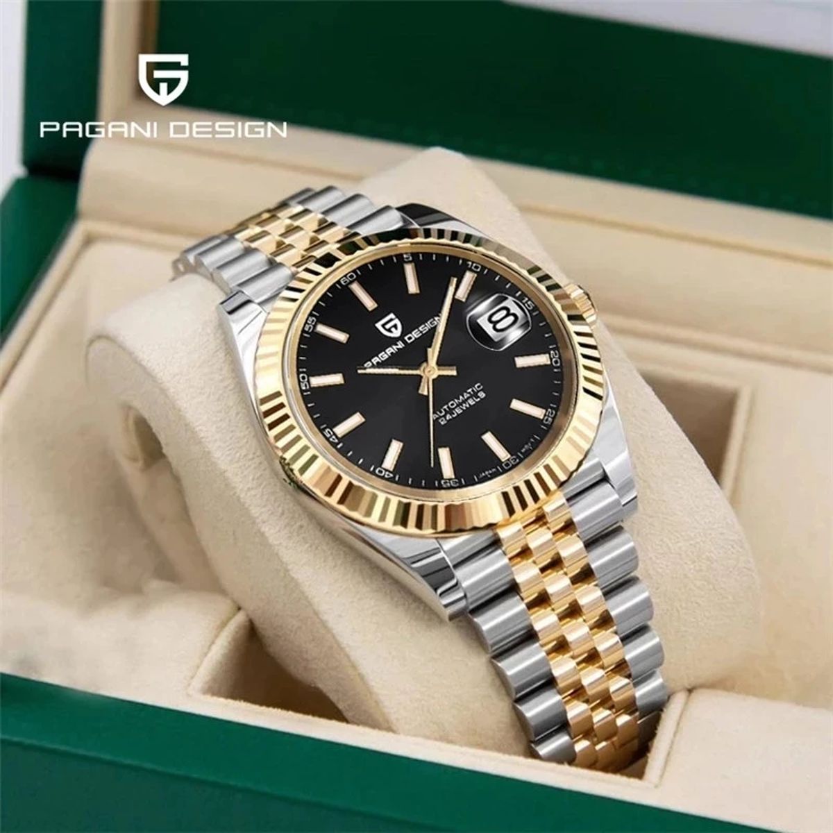 Elegant Automatic Mechanical Watch with Sapphire Crystal and Calendar
