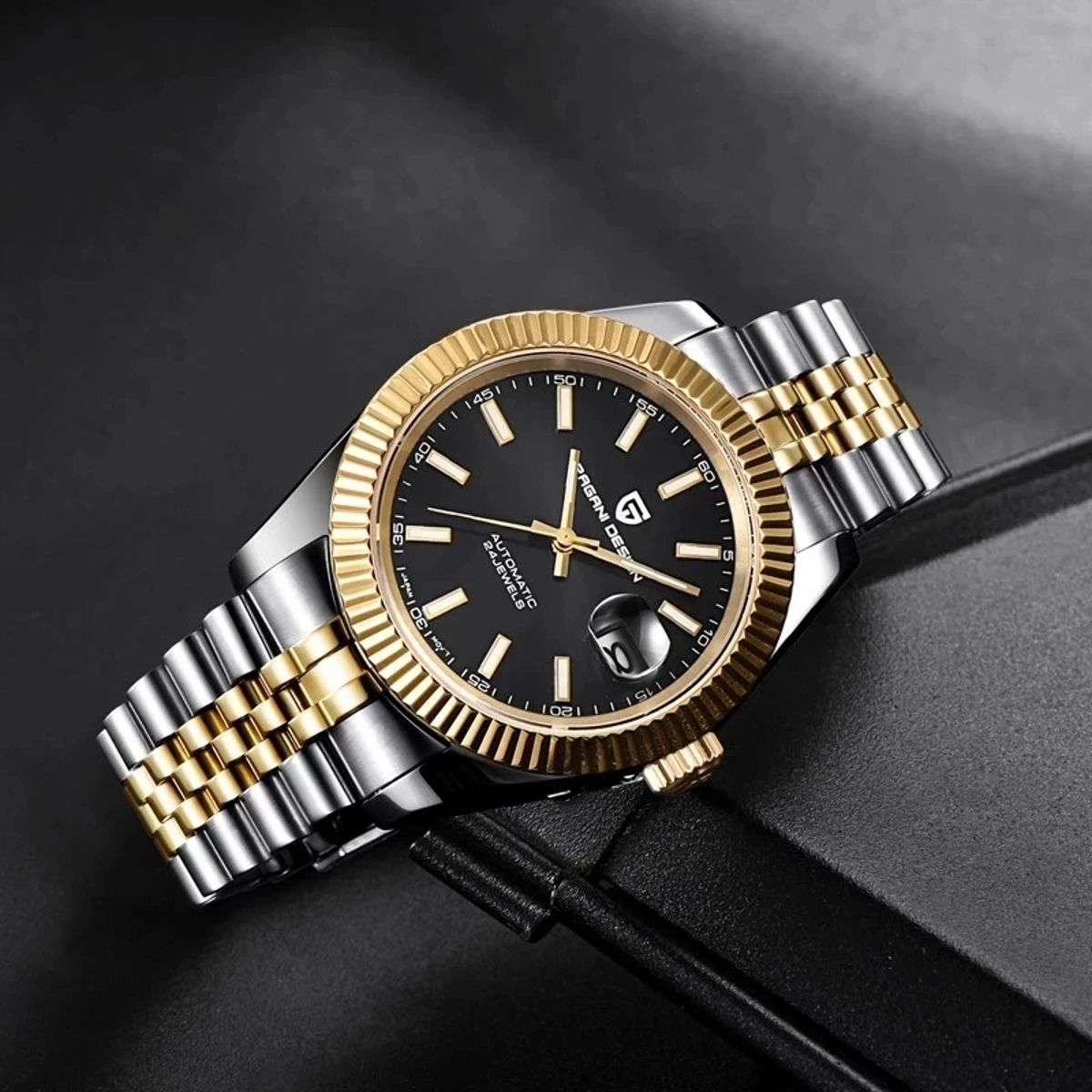 Elegant Automatic Mechanical Watch with Sapphire Crystal and Calendar