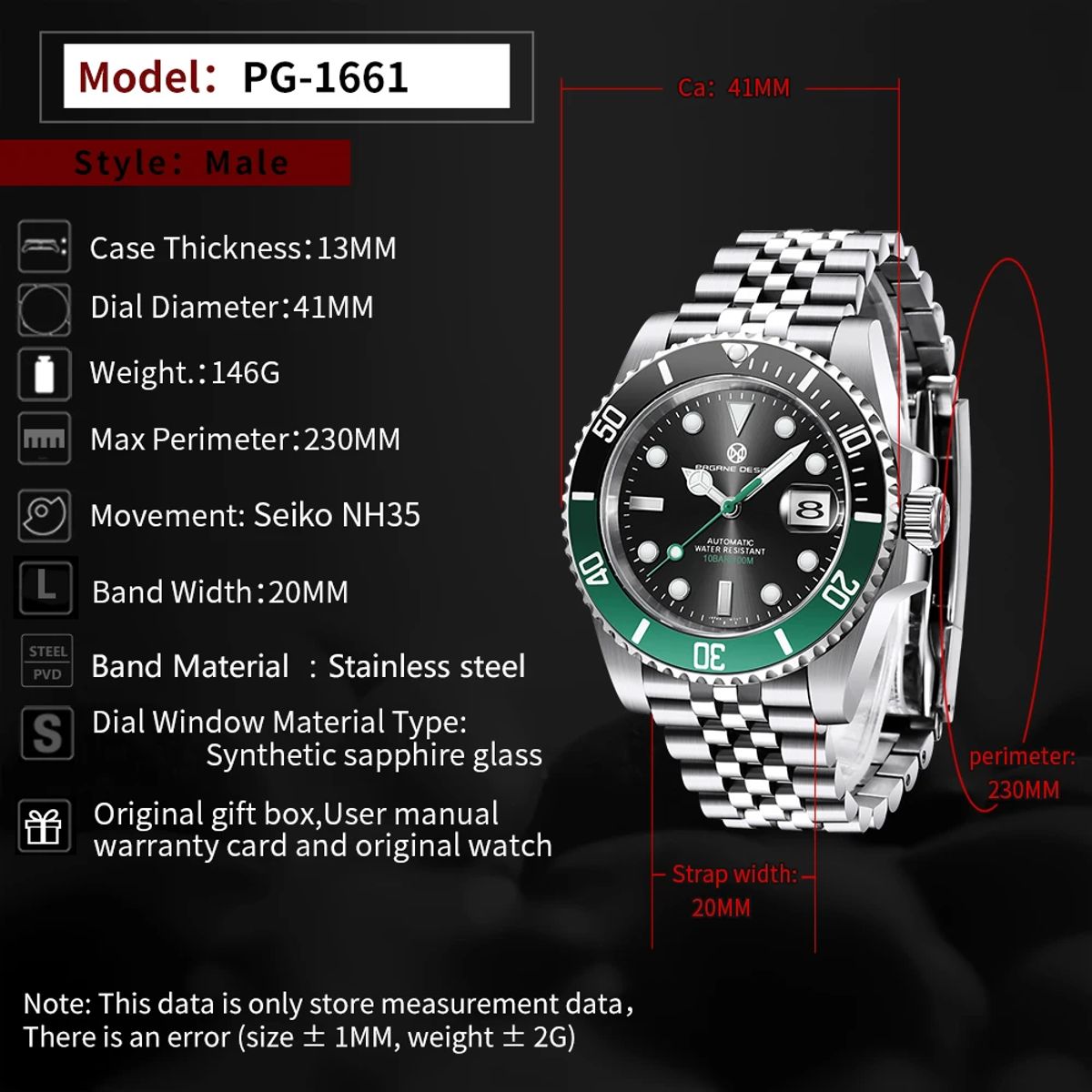 Limited Edition Men's Automatic Watch with Sapphire Crystal Glass